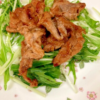 焼き肉のたれで簡単☆豚肉炒め＆水菜